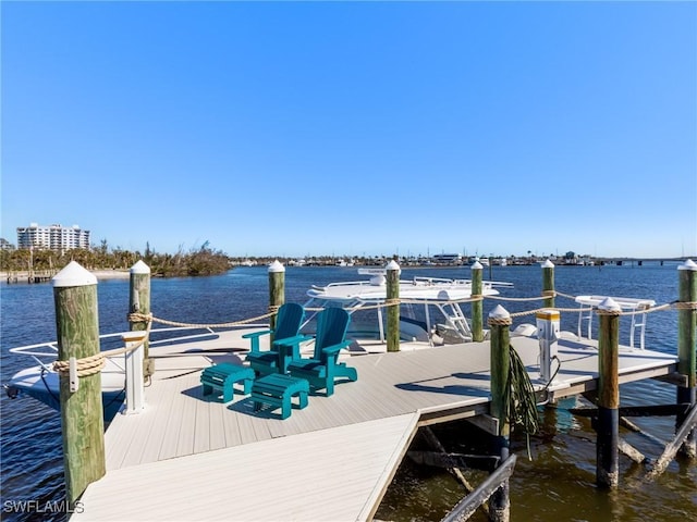 view of dock featuring a water view