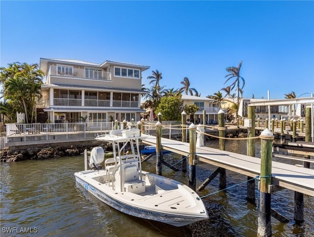 view of dock featuring a water view