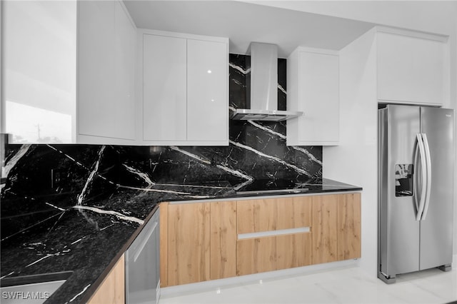 1027 NW 40th Pl, Cape Coral, FL 33993 - kitchen with dark stone countertops, modern cabinets, decorative backsplash, and appliances with stainless steel finishes