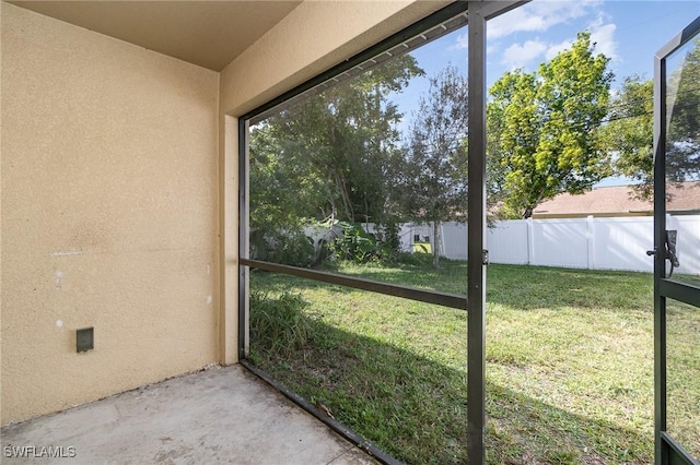 view of unfurnished sunroom