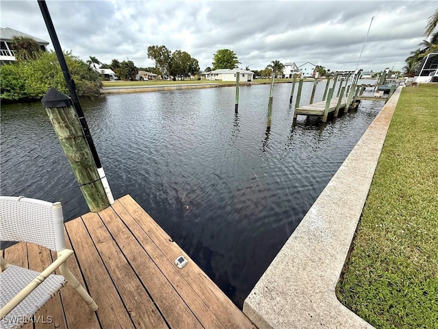 view of dock featuring a water view