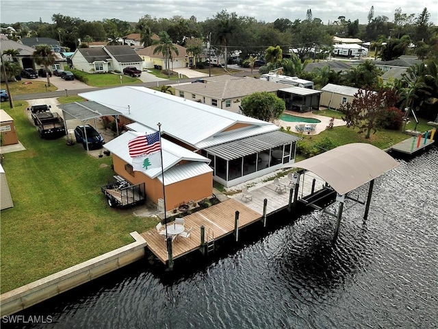 bird's eye view featuring a water view