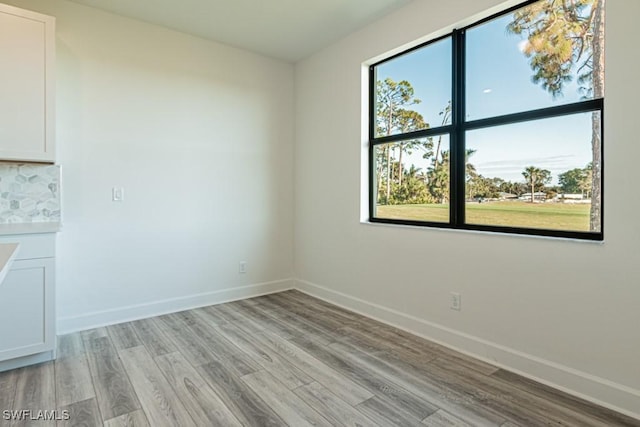 spare room featuring a healthy amount of sunlight and light wood-type flooring