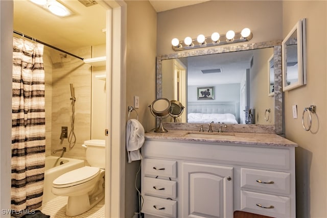3 Bob O Link Ct Unit 3B, Naples, FL 34105 - bathroom featuring vanity, shower / bath combo, ensuite bath, and tile patterned flooring