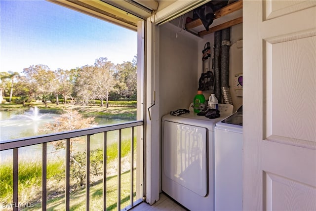 3 Bob O Link Ct Unit 3B, Naples, FL 34105 - laundry area featuring a water view and independent washer and dryer