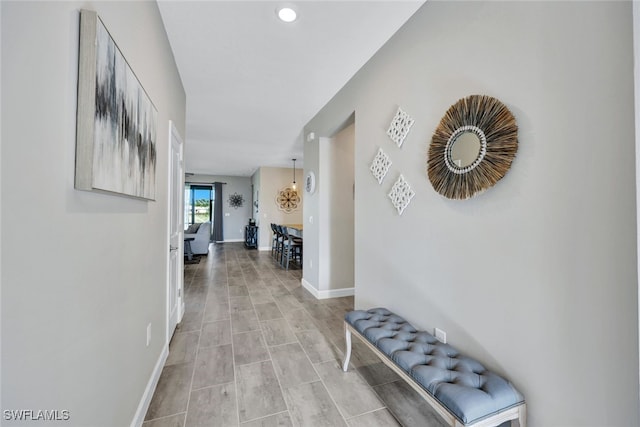 hall featuring light wood-type flooring