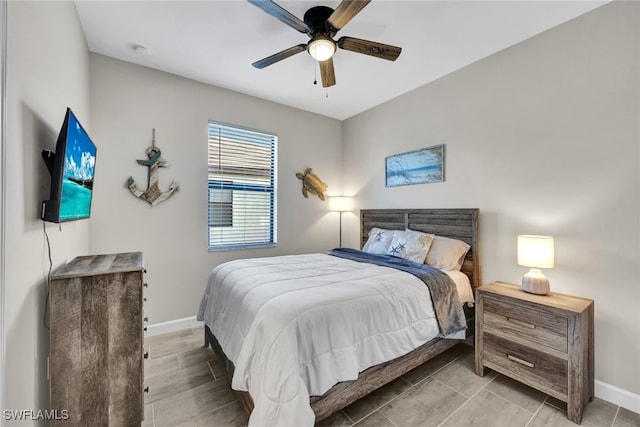 bedroom featuring ceiling fan