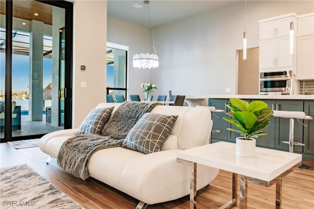 living room with light wood-type flooring