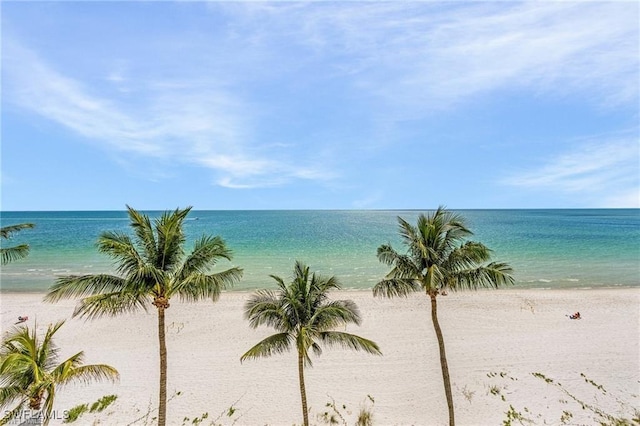 view of water feature with a view of the beach