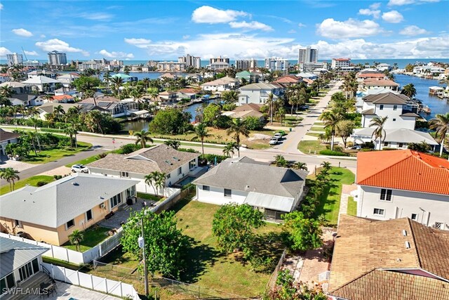 9940 Vanderbilt Dr, Naples, FL 34108 - aerial view with a city view, a water view, and a residential view