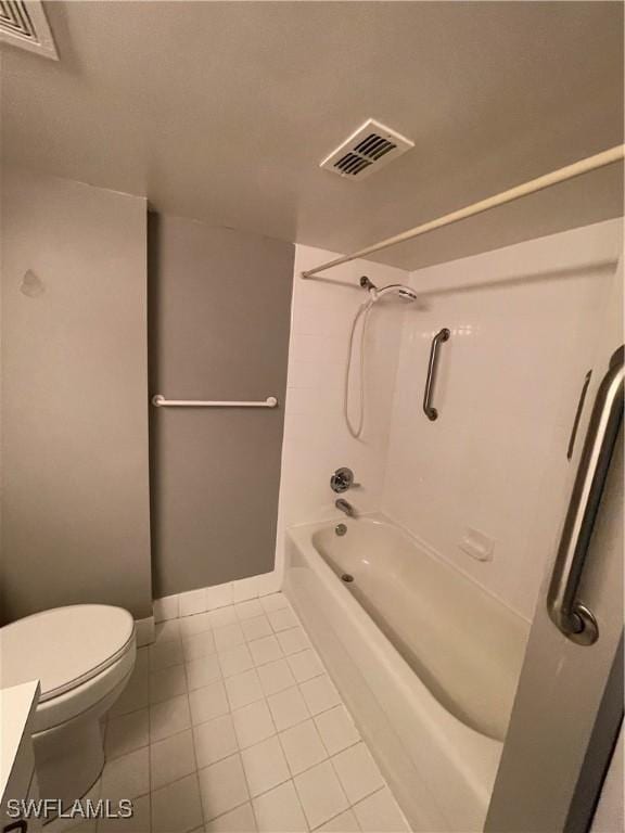 full bathroom featuring tile patterned floors, vanity, shower / bathing tub combination, and toilet