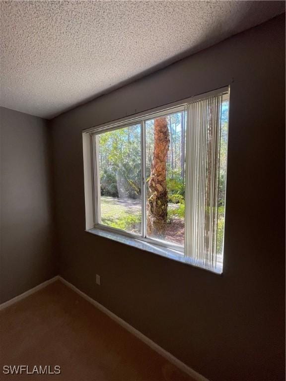 spare room with a textured ceiling