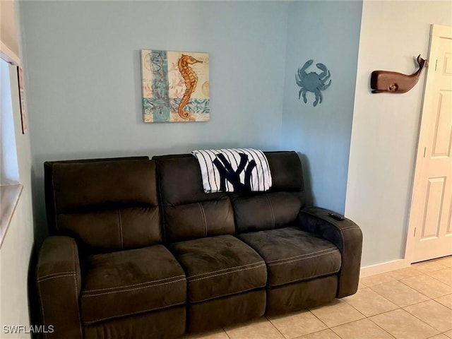 living room with light tile patterned floors