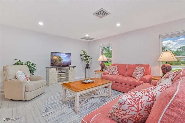 living room featuring light hardwood / wood-style floors