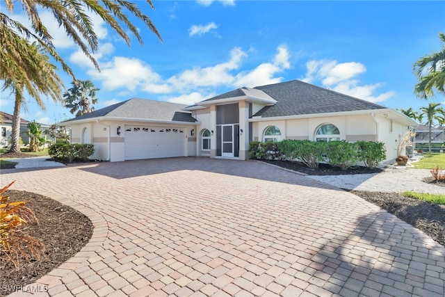 view of front of house with a garage