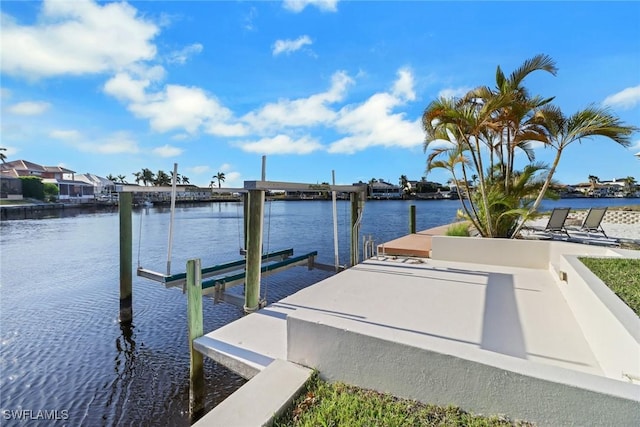 view of dock featuring a water view