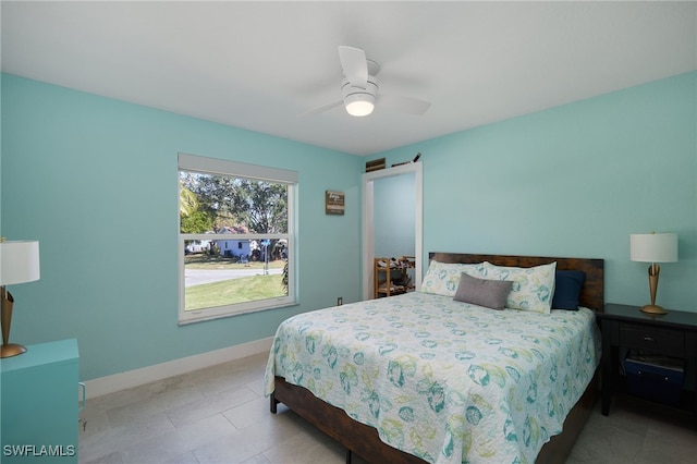 bedroom featuring ceiling fan