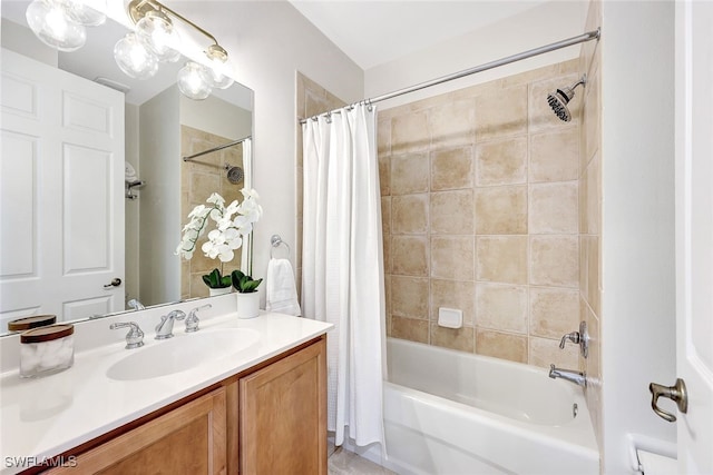 bathroom with shower / bath combo and vanity