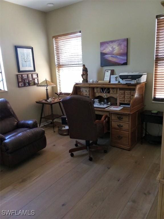 office featuring light hardwood / wood-style floors