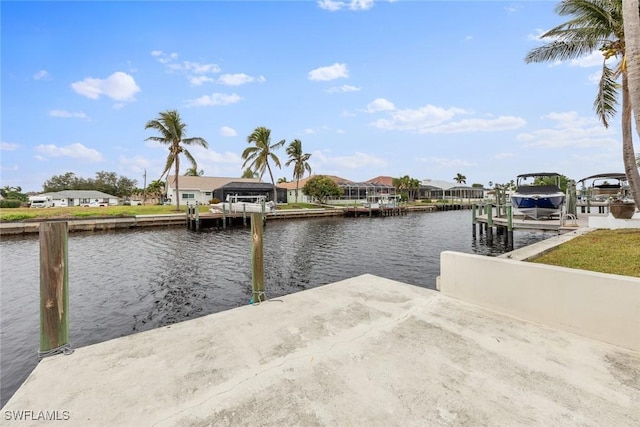 view of dock featuring a water view