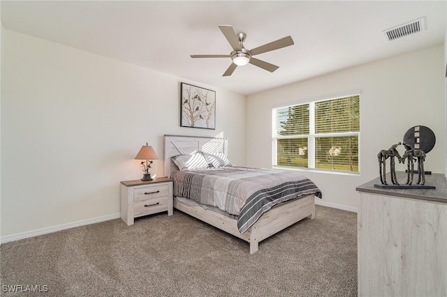 bedroom with carpet flooring and ceiling fan