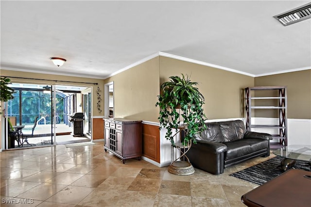 interior space featuring crown molding