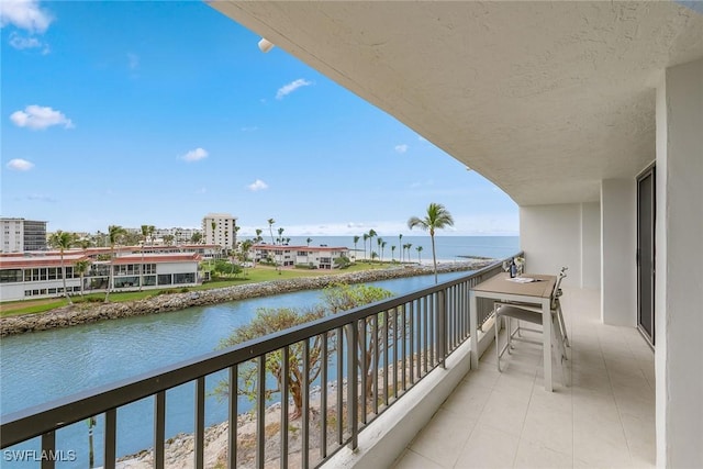 balcony with a water view