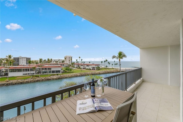 balcony with a water view