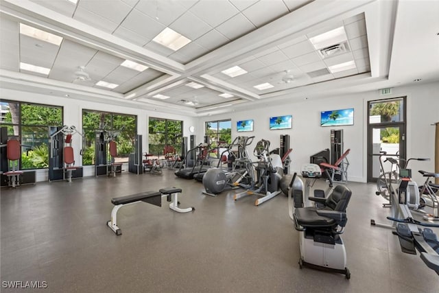 gym with a drop ceiling