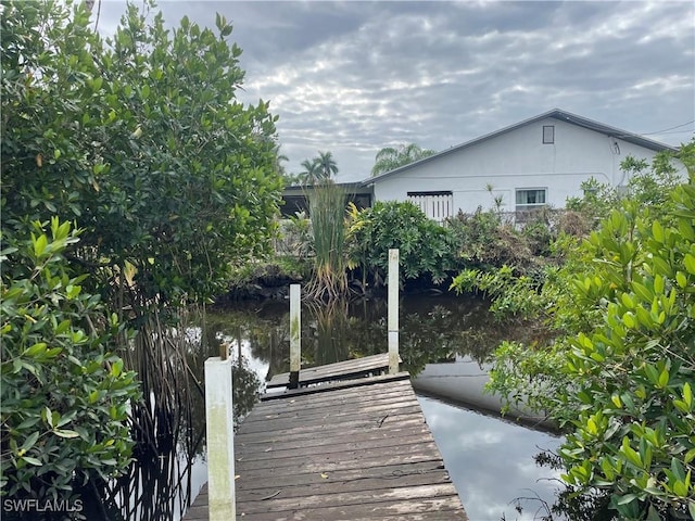 dock area featuring a water view