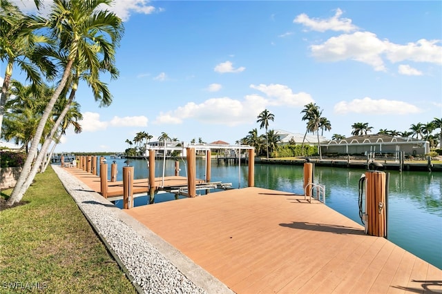 view of dock featuring a water view