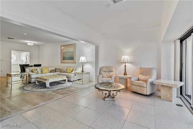 view of tiled living room