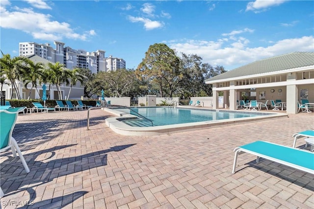 view of pool with a patio area