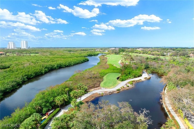 bird's eye view featuring a water view