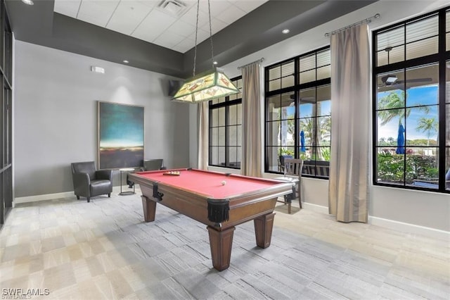 recreation room featuring billiards