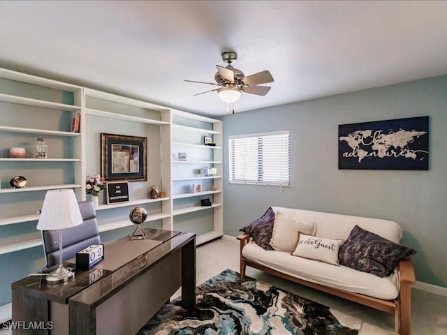 office area featuring ceiling fan