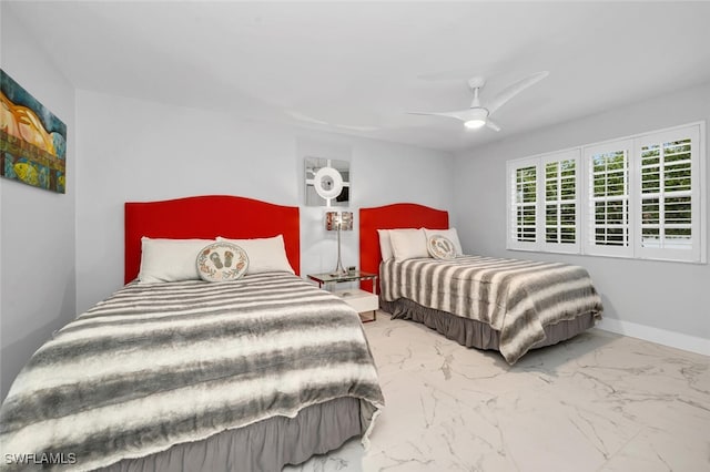 bedroom featuring ceiling fan