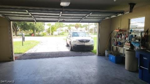 garage with a garage door opener