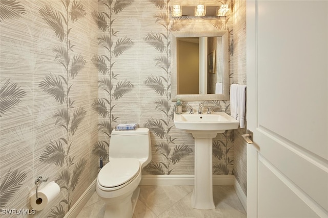 4800 Pelican Colony Blvd Unit 703, Bonita Springs, FL 34134 - half bathroom featuring wallpapered walls and tile patterned flooring