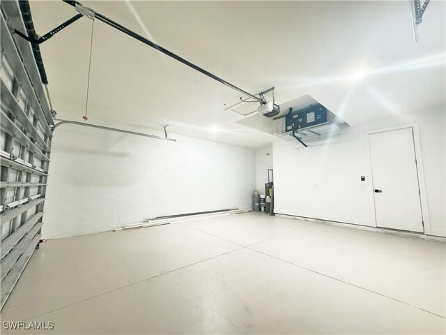 garage with a garage door opener