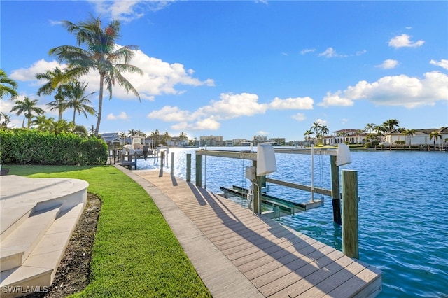 dock area with a water view