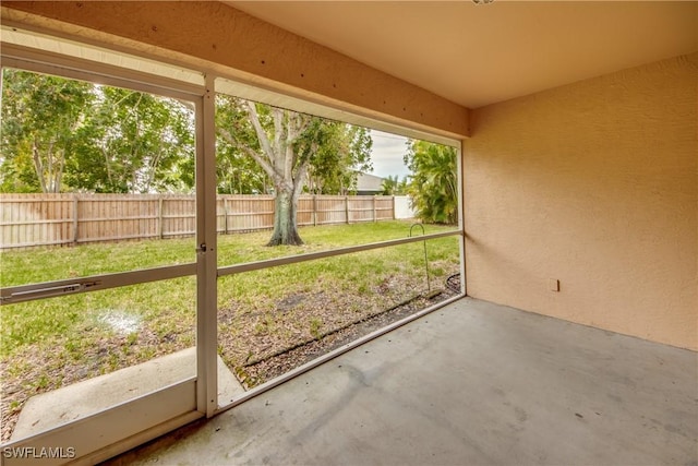 view of unfurnished sunroom