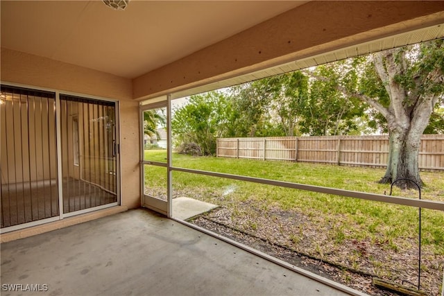 view of unfurnished sunroom