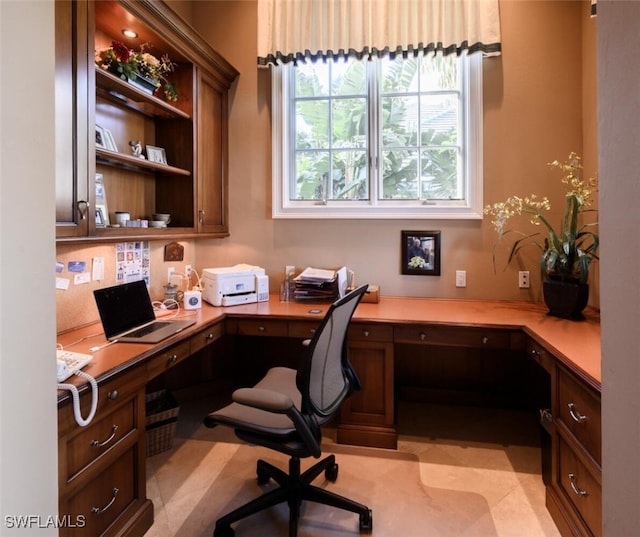 home office with built in desk