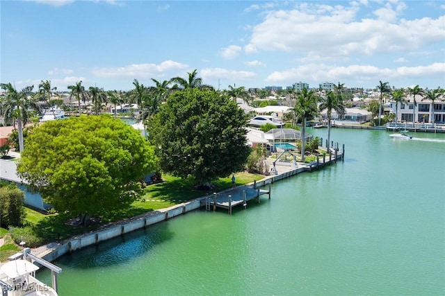 property view of water with a boat dock