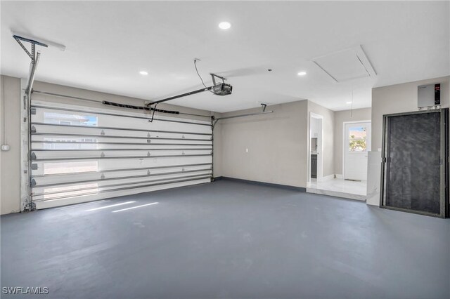 garage with a garage door opener