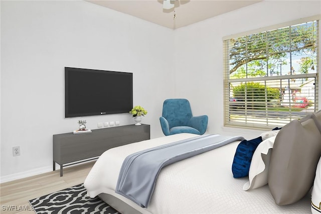 bedroom featuring light wood-type flooring