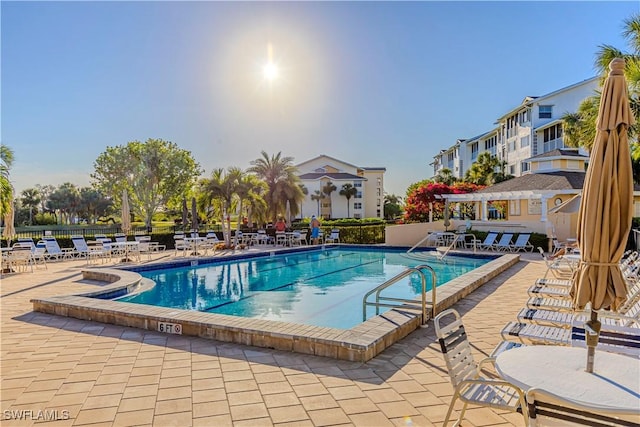 view of pool featuring a patio