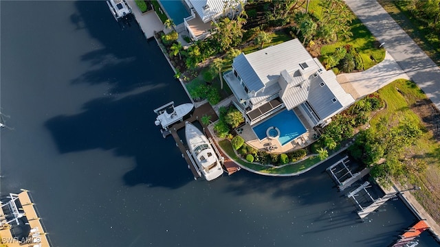 bird's eye view featuring a water view