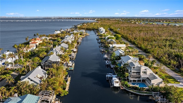 bird's eye view featuring a water view